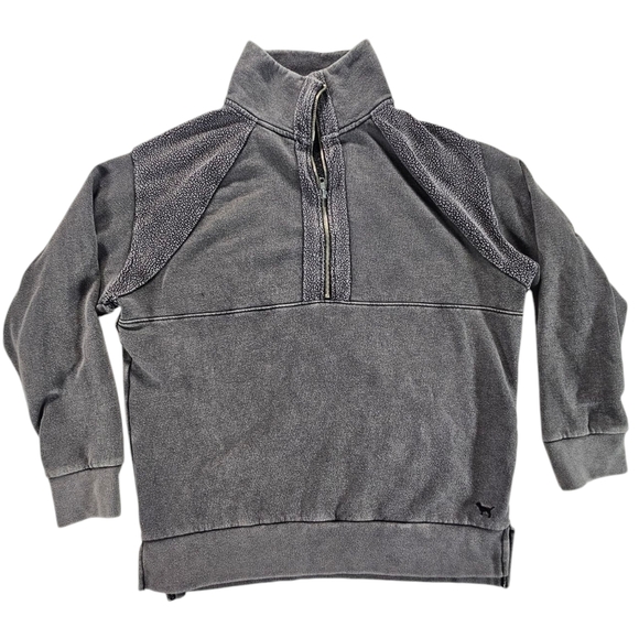 PINK Victoria's Secrect Gray Quarter-Zip Sweatshirt With Reverse Fleece size XS - Picture 1 of 4